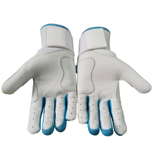 Guantes de Bateo de Cuero Blancos y Azules con Acolchado, Cierre de Velcro, Soporte para Muñeca Izquierda, Transpirables, para Entrenamiento de Adultos, Ambidiestros - Product Image 3