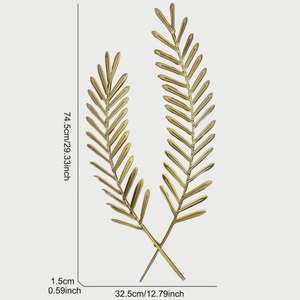 Decoración de pared minimalista con diseño de espiga de trigo y hojas, en metal con acabado dorado, para la sala de estar, comedor, hoteles y cafeterías. - Product Image 3