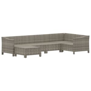 Ensemble de salon de jardin moyen avec rotin PE gris et acier thermolaqué – Mobilier d'extérieur élégant - Product Image 4