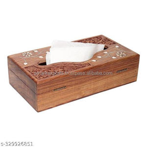 Boîte à mouchoirs en bois rustique avec couvercle coulissant, faite à la main, écologique, durable, porte-serviettes décoratif pour la maison, le bureau, la table - Product Image 3