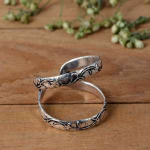 SHYAM JEWELRS Handmade 925 Sterling <b>Silver</b> Luxury Arthritis Finger Splint <b>Ring</b> | Oxidized Flower Design <b>Adjustable</b> Joint Support - Product Image 2