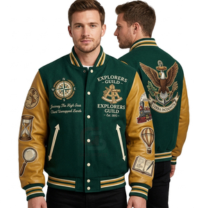 Chaqueta Varsity personalizada en oferta, para hombre, con bordado chenille, mangas de cuero, chaqueta de invierno, chaqueta Varsity de béisbol con letras personalizadas. - Product Image 6
