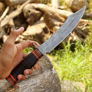 Couteau de chasse en acier Damas de qualité supérieure, lame fixe, manche en bois, couteau de camping Bushcraft, fournisseur d'usine - Product Image 3