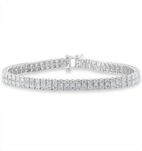 Pulsera de Plata con Diamantes Cultivados en Laboratorio de 24 Gramos, Corte Brillante DEF, Pulsera de Tenis para Mujer, 12 Quilates en Total, Vala Brothers - Product Image 4