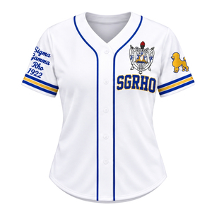 Camiseta Deportiva Personalizada de Béisbol para Mujer, con Bordado de la Hermandad Griega Sigma Gamma Rho, con Botones al Frente, Ropa al Por Mayor - Product Image 1