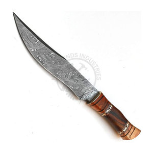 Nouvelle édition personnalisable, couteau Bowie en acier Damas de 14 pouces, couteau de chasse en plein air, couteau de survie à lame fixe, manche en bois d'olivier - Product Image 5