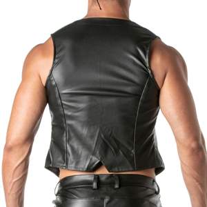 Chaleco de cadena estilo cuero negro para hombre, con frente abierto, para fiesta, estilo fetish, sexy y llamativo - Product Image 5