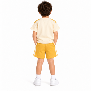 Ensemble de tenue d'été pour garçons en 2 pièces, imprimé lion de dessin animé, t-shirt à manches courtes, short assorti, style décontracté en coton, mode enfantine - Product Image 3