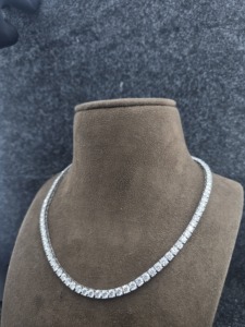 Women's Rose Gold Plated 925 <b>Silver</b> Moissanite <b>Choker</b> Necklace Brilliant Cut Channel Setting Luxury Bead Chain Everyday Wear - Product Image 4