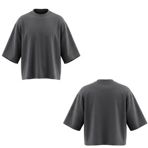 เสื้อยืดผู้ชายสีน้ำเงินกรมท่า ผ้าคอตตอนหนา สไตล์สตรีทแวร์ลำลอง คอกลม แขนสั้น ผ้าฝ้าย 100% แห้งเร็ว - Product Image 3