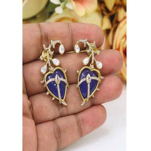 Adorables Pendientes de Gota Kundan de Moissanita Chapados en Oro de Latón de Primera Calidad para Mujeres y Niñas, Ideales para Bodas, Eventos Nocturnos y Fiestas - Product Image 1