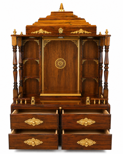 Traditional Teak Wooden Temples for Office Luxury Teak Wood <b>Mandir</b> With Storage Big Size Wooden <b>Mandir</b> At wholesale Price Export - Product Image 4