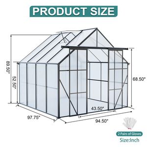 Serra Moderna 8x8 FT in Alluminio con Doppia Porta, Base Rialzata e Ancoraggio Rinforzato, per Giardino Esterno - Product Image 5