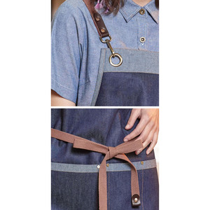 Delantales de trabajo para hombre y mujer con logotipo personalizado, delantales resistentes de último estilo con logotipo personalizado, uniforme para peluquería, delantales de color gris. - Product Image 4