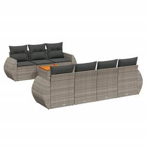 Ensemble de canapés de jardin en rotin, mobilier d'extérieur avec coussins, design contemporain gris foncé - Product Image 2
