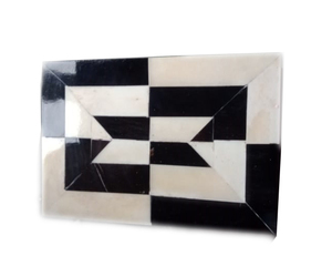 <b>Rectangular</b> Storage Box Black White Geometric Inlay Pattern Decorative Jewelry Case Resin Wood Hand-painted Multi-functional Art - Product Image 2