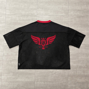 Camiseta Deportiva Corta Personalizada para Mujer, Estilo Urbano, Negra, Transpirable, con Malla, Logotipo Personalizado - Product Image 3