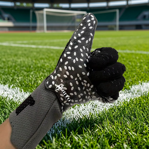Gants de gardien de but de football en tricot noir et gris, design personnalisé de qualité supérieure, latex allemand 4 mm, sangle élastique, roulement négatif. - Product Image 6