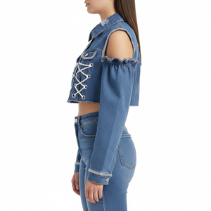 Chaquetas Vaqueras de Moda para Mujer, Chaqueta Vaquera de Lona y Piel de Oveja de Alta Calidad, Gran Venta, Última Tendencia, OEM - Product Image 3