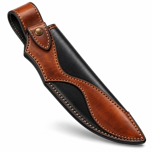 Étui à couteaux en cuir véritable, durable et élégant, idéal pour le rangement des couteaux, design compact et pratique. - Product Image 1