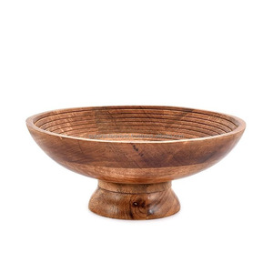 Modern Design Wooden Bowl <b>For</b> Salad Serving Handmade Solid Wood <b>Kitchen</b> Dining Table <b>Decor</b> <b>Item</b> - Product Image 3