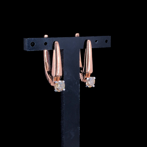 18K <b>Diamond</b> Rose Gold <b>Earrings</b> Round Brilliant Cut Natural White <b>Diamond</b> Luxury Women's Wedding Engagement Gift - Product Image 2