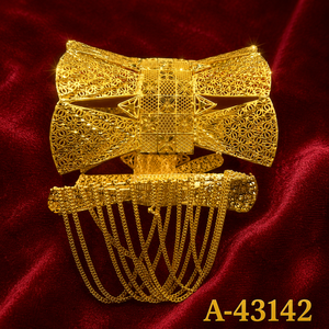 Classic 24K Gold Plated Cuff <b>Bracelet</b> With Filigree Flower Design A-43138 Women's Wedding Jewelry - Product Image 4