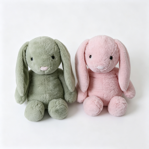 ตุ๊กตากระต่ายหูพลิ้วแบบคู่ 2 ตัว สีเขียวเซจและสีชมพูอ่อน ตุ๊กตากระต่ายนั่งคู่ - Product Image 4
