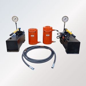 Gato hidráulico de alta capacidad con bomba manual y manómetro para pruebas de ingeniería civil - Product Image 1
