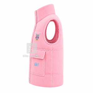 Chaleco acolchado personalizado de la hermandad Gamma Phi Delta con logotipo bordado en la parte delantera, color rosa y azul claro, sin mangas, para mujer. - Product Image 4