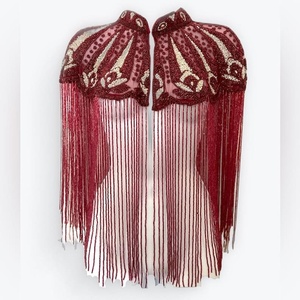 Best Seller Crystal Gold Handmade Delicate <b>Bead</b> Fringes Lace <b>Trim</b> 14cm Tassel Fringe for Haute Couture Dance Dress Studio - Product Image 4