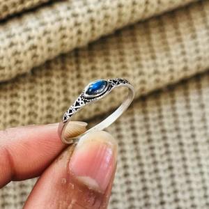 Minimalist <b>Labradorite</b> Brass Filigree <b>Ring</b> Silver Plated Dainty Wholesale <b>Ring</b> For Women - Product Image 4