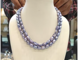 STUNNING SPARKLES Two Layer Purple AA Grade Mother Pearls <b>Beaded</b> <b>Necklace</b> Classic Stylish Trendy for Women Girls Weddings - Product Image 2