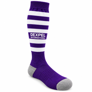 Purple <b>White</b> Striped Knee High <b>Socks</b> for <b>Men</b> Women Knitted <b>Sports</b> Football Tube <b>Socks</b> Cheap Price OEM Custom Wholesale Rate - Product Image 3
