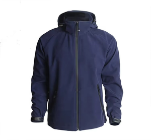 <b>Men's</b> Hooded Fleece <b>Jacket</b> Windproof Casual Outdoor Wear Solid Color Zipper Closure Polyester Shell Autumn Wear - Product Image 1