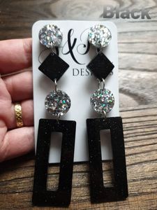 Boucles d'oreilles en résine faites à la main, bijoux en résine époxy, boucles d'oreilles à clipser, H a CRAFT, classiques pour femmes, pour les fêtes - Product Image 3