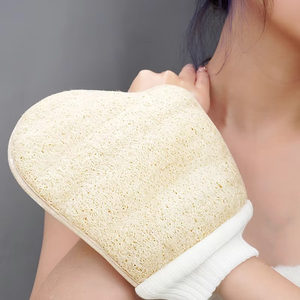 Gant de bain réutilisable en loofah naturel, gants exfoliants en fibres végétales durables pour le nettoyage du corps, le massage et les soins de la peau sains - Product Image 6