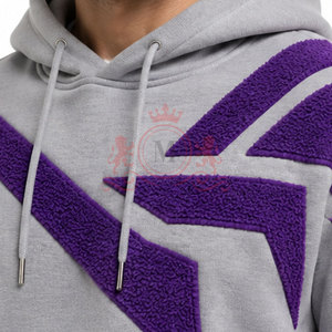 Conjunto Deportivo para Hombre, Gris Morado con Estampado Geométrico, Sudadera con Capucha y Pantalones, Ropa Casual de Manga Larga, Estilo Invernal - Product Image 6