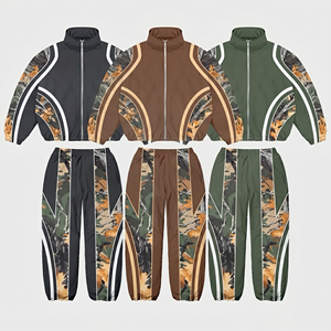 Ensemble de survêtement coupe-vent imprimé en nylon pour homme, avec fermeture éclair, logo personnalisé, veste et pantalon deux pièces, écologique et résistant au vent - Product Image 1