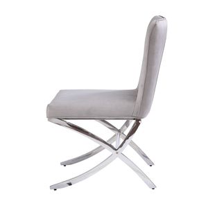 Set di 2 sedie da pranzo con seduta e schienale imbottiti in velluto grigio e finitura cromata - Product Image 4