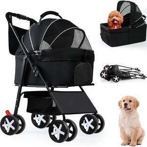 Poussette tout terrain TH-PPS-167 pour animaux de compagnie pour une utilisation en extérieur avec pneus en caoutchouc et poignée Options de taille et de couleur personnalisables - Product Image 1