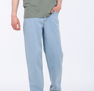 Jeans de Mezclilla Azul Claro para Hombre, Corte Recto, Cintura Media, Ajuste Regular, Estilo Casual, Algodón Lavado, Estilo Primavera - Product Image 2