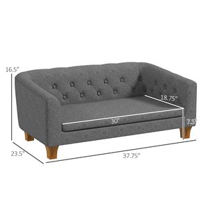 Cuccia Rialzata Grigia per Cani di Piccola e Media Taglia, con Materasso in Memory Foam e Rivestimento Rimovibile in Lino, Letto o Divano per Animali Domestici - Product Image 3