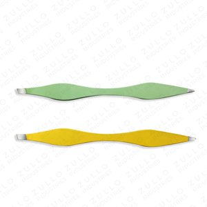 2PCS Double Ended Stainless Steel Eyebrow Tweezers Set Slant <b>Point</b> Tip Yellow Green Beauty Grooming <b>Tools</b> OEM - Product Image 2