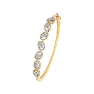 Brazalete de Oro Amarillo de 0.97 Quilates con Diamantes de Corte Redondo, Engaste Pavé, Joyería de Lujo para Uso Diario para Mujer - Product Image 6