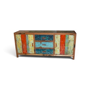 Mueble de Madera de Barco Reciclada Sostenible al por Mayor, con 3 Cajones y 2 Puertas, Estilo Antiguo, Hecho a Mano, para Sala de Estar o Cocina - Product Image 2