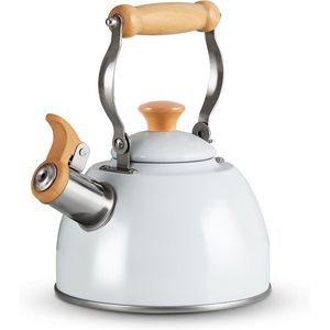Bollitore da tè in acciaio inossidabile con manico ergonomico Cool Touch, teiera a fischio per piano cottura, per uso alimentare - Product Image 1