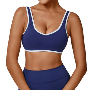 Women's Lightweight Breathable Eco-Friendly Quick Dry Sports <b>Bra</b> Wide <b>Strap</b> Solid Spandex/Nylon Yoga Top Outdoor Fitness Front - Product Image 3