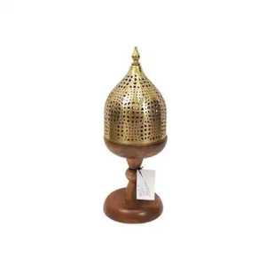 Brûleur d'encens à base de pétales de lotus, avec couvercle en laiton perforé, support de censer arabe Bakhoor, diffuseur d'arômes de table - Product Image 2