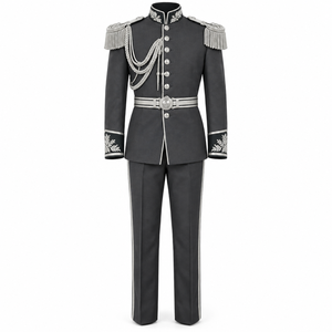 Uniforme Cérémoniel Blanc pour Hommes avec Broderie Dorée et Pompons, Taille Adulte, Matière Polyester, Service OEM - Product Image 5